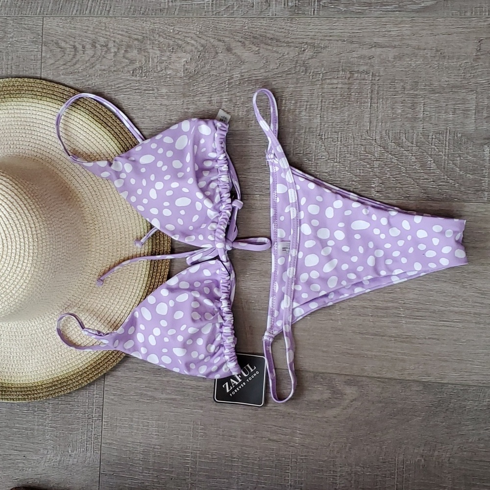NWT Zaful purple 💜 poka dot bikini. Size Medium
